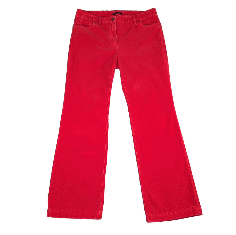 Lands’ End Womens Corduroy Pants Size 12 Tomato Red Preppy Retro 90s Minimalist